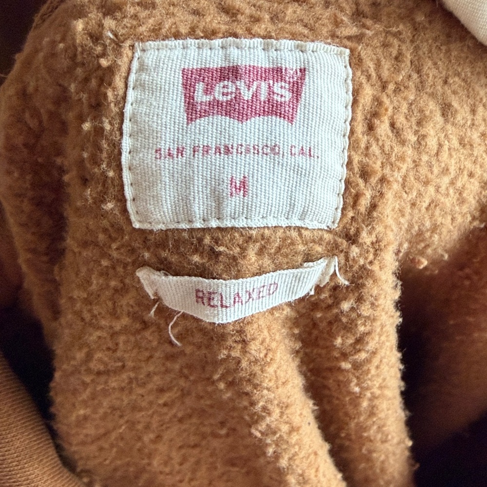 Levi’s Men’s Pullover Hoodie Brown Green Colorblock Sweatshirt Size Medium M - Picture 5 of 8